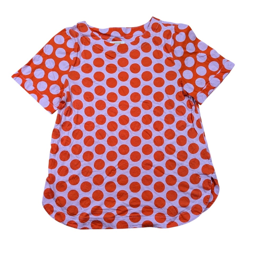 Maeve Anthropologie Womens Small Orange Lavender Polka Dot Short Sleeve Top